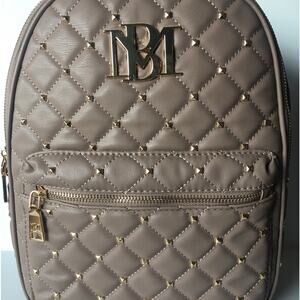 👜 MSRP $145 NWT Badgley Mischka Diamond Quilted Taupe Fold Backpack QUICK SHIP